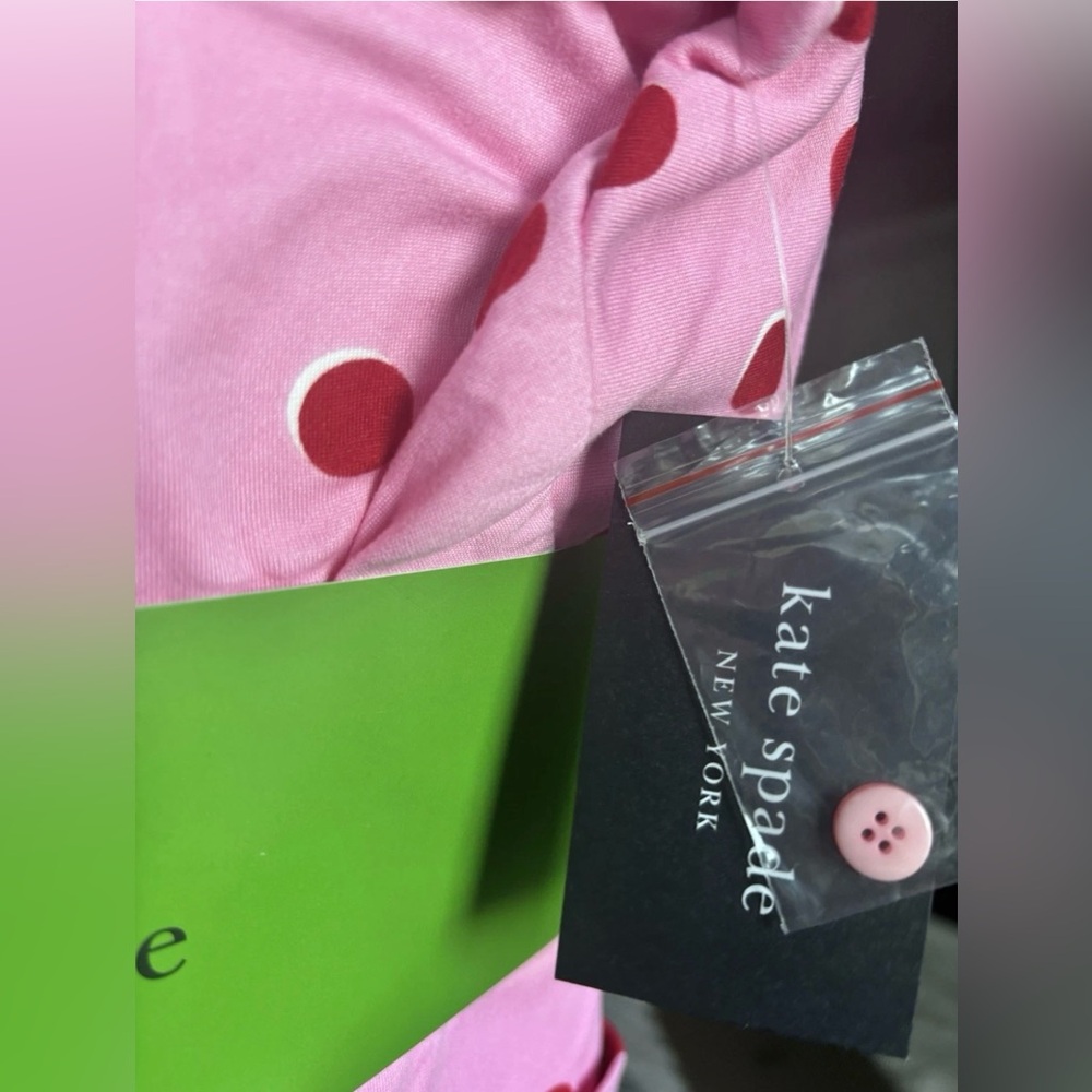 Kate Spade Long Sleeve PJ Pink with Big Red Dots Set - Picture 3 of 7